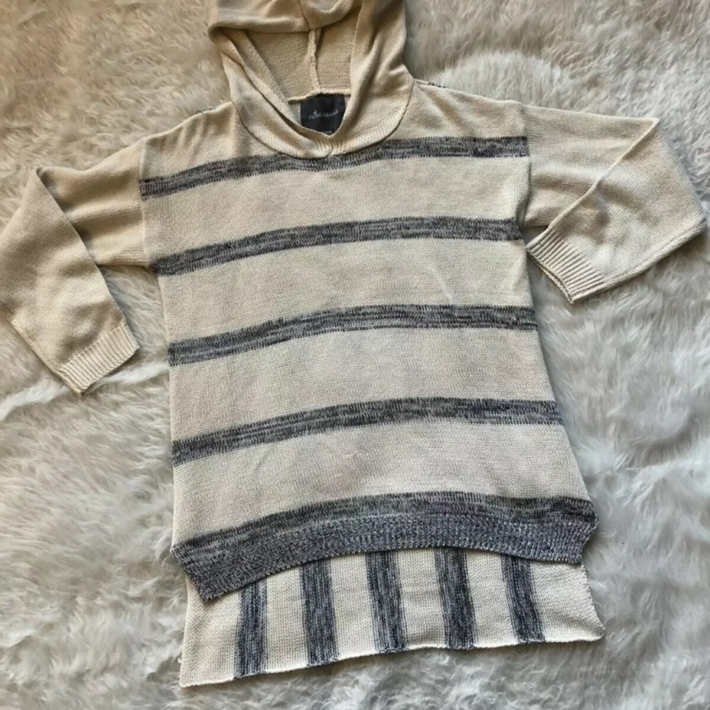 Paper Crane | Anthro Striped Hoodie Sweater Hi-Low